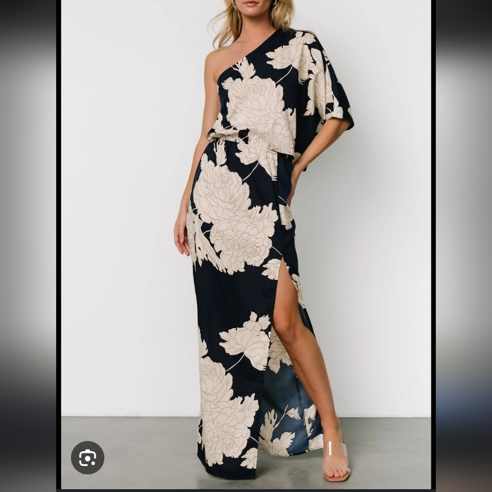 Baltic Born Navy and Cream Floral Maxi Dress